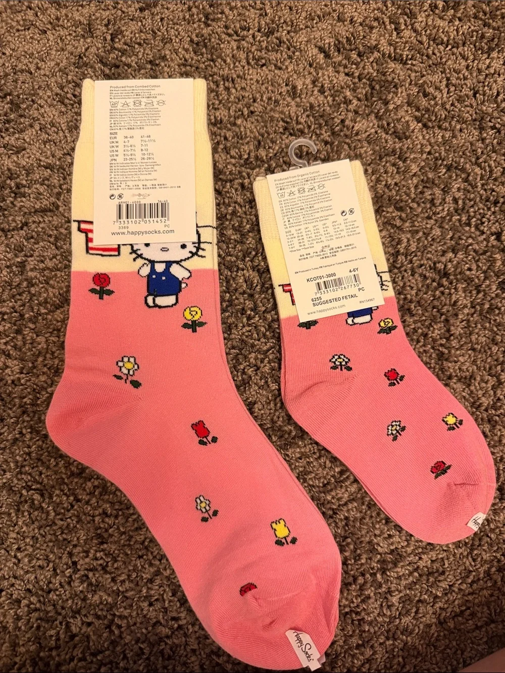 New Happy Socks x hello kitty pink mommy and me socks